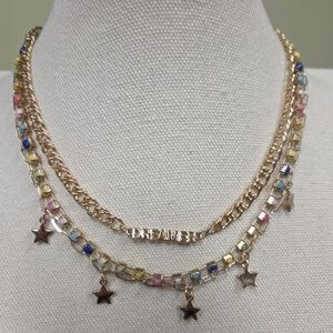BP. Goldtone Multicolor Mini Charm Star and DREAMER Necklace